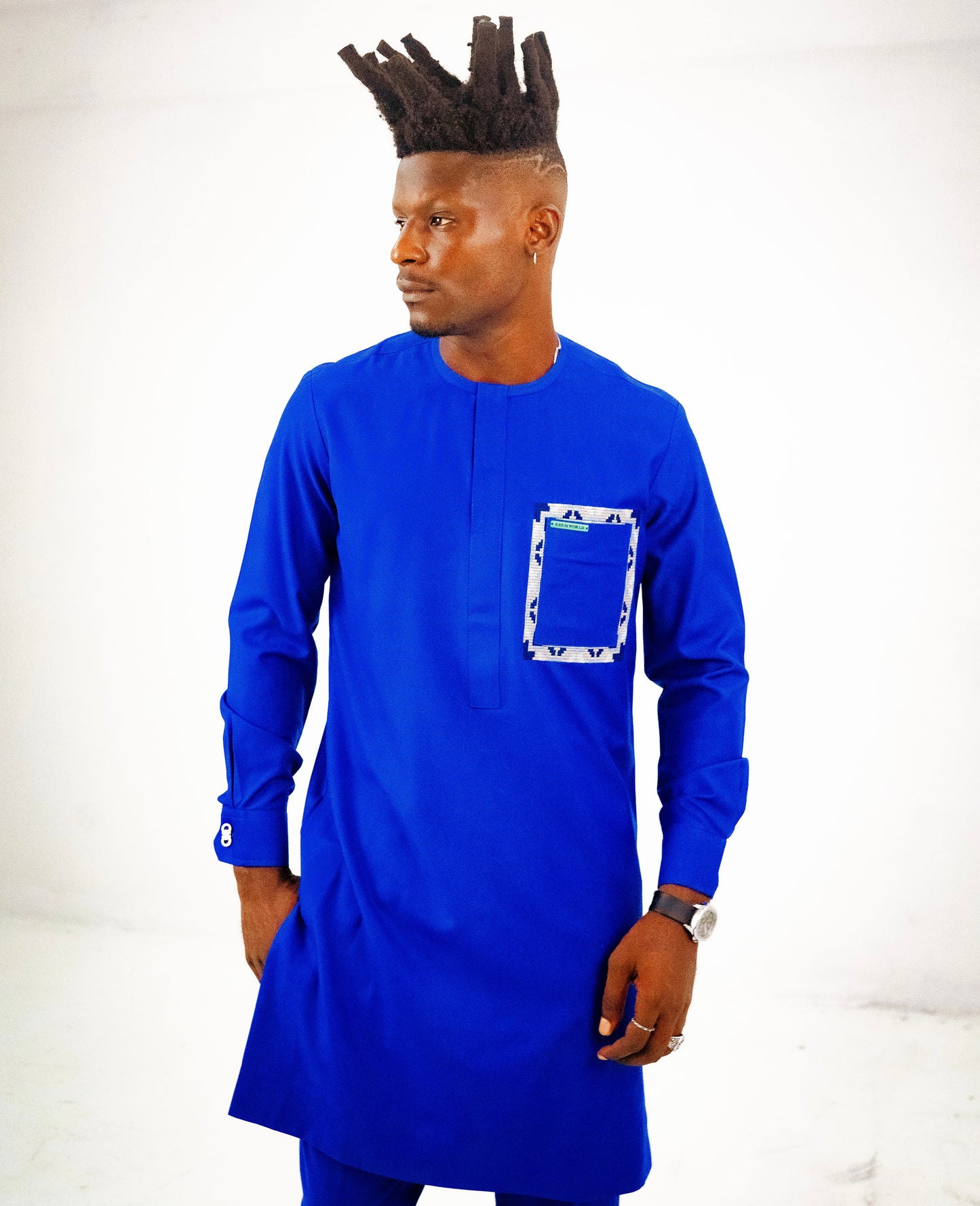 MODERN MONOGRAM BLUE KAFTAN