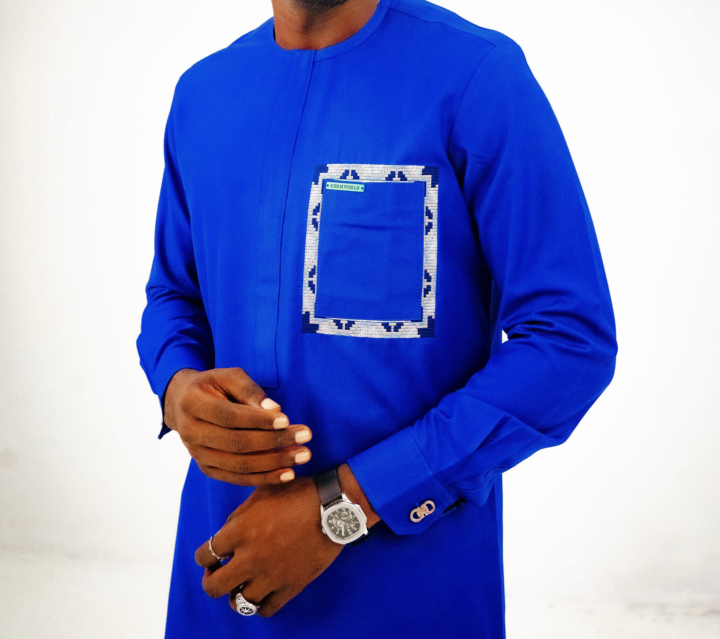 MODERN MONOGRAM BLUE KAFTAN