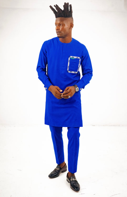 MODERN MONOGRAM BLUE KAFTAN